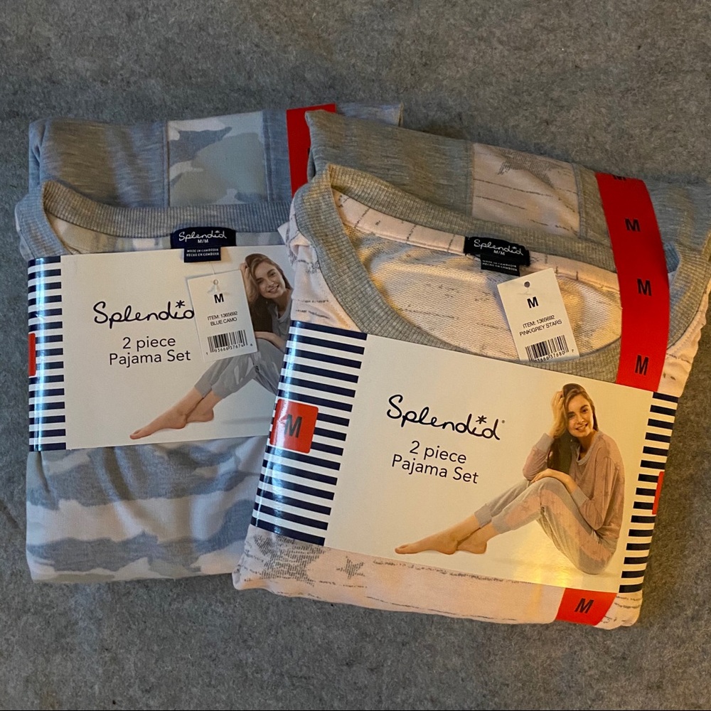 [2] pack splendid jogger/crew pajamas set medium